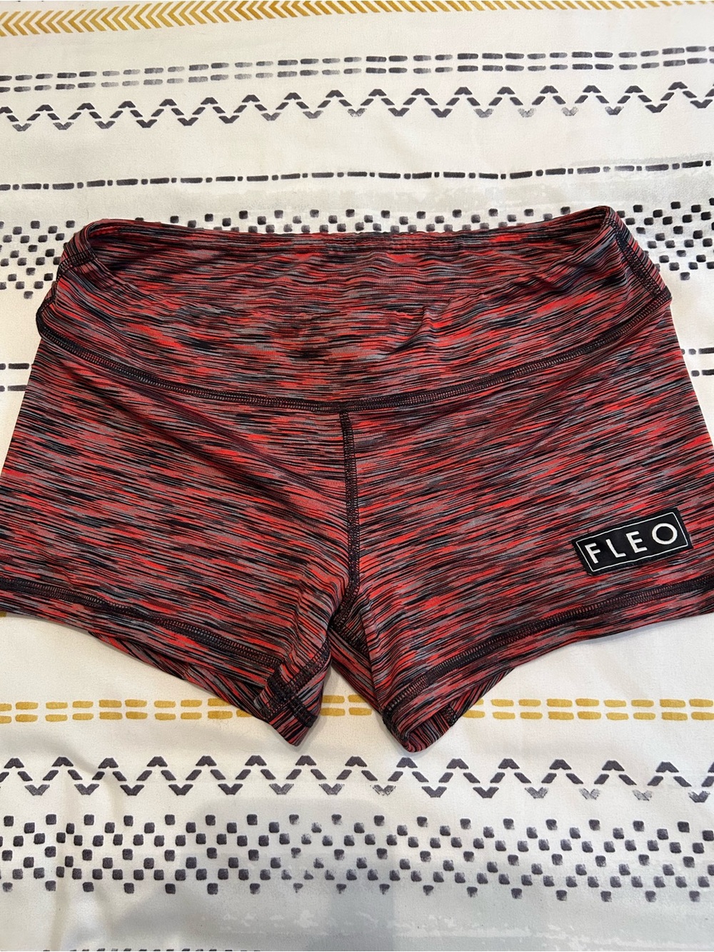Fleo Women's Red & Black Space-Dyed Athletic Shorts